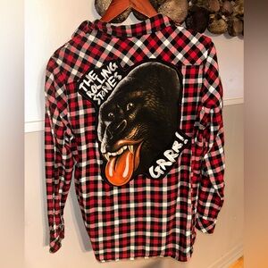 Red and Black Custom Patch Rolling Stones Shirt Jacket